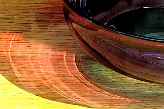 Refraction through glass bowl