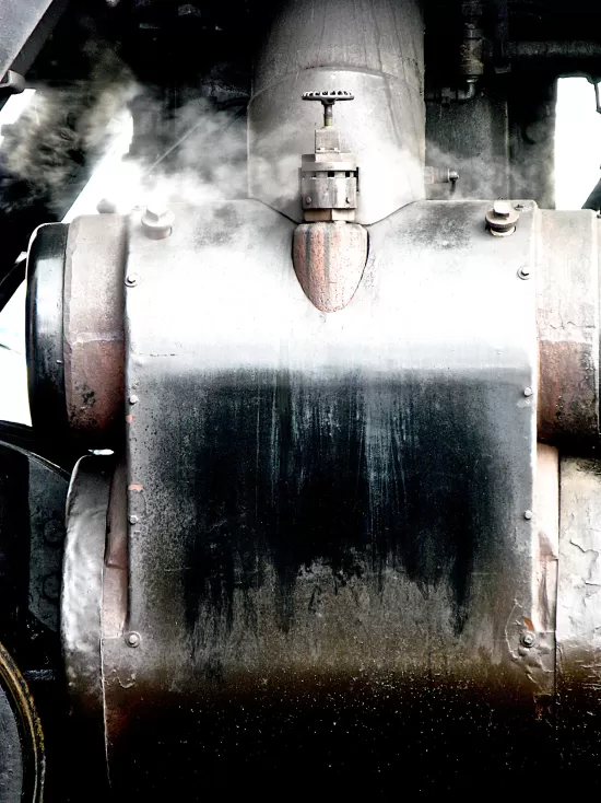 Old steel boiler vessel with valve