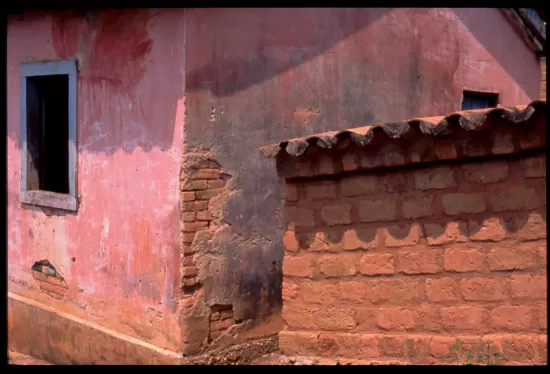 Pink stucco building